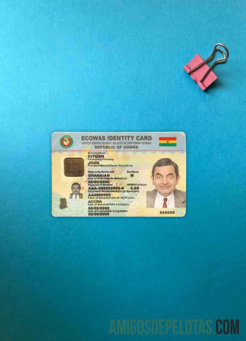 Ghana ID olhar de foto frente exemplo